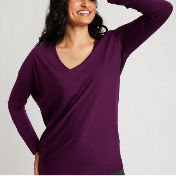 Kit and Ace Merino Wave Long Sleeve Tee Plum S - Picture 1 of 7